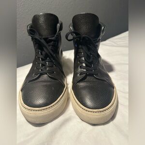 Men's Black Leather Dalton High-Top Sneakers